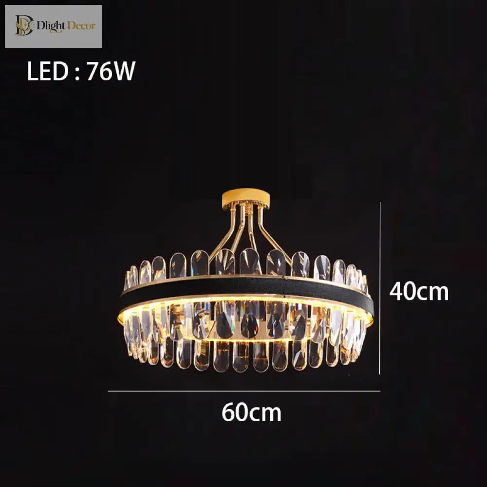 Dimmable LED Crystal Chandelier with Leather Accents, Oval or Round – view 20