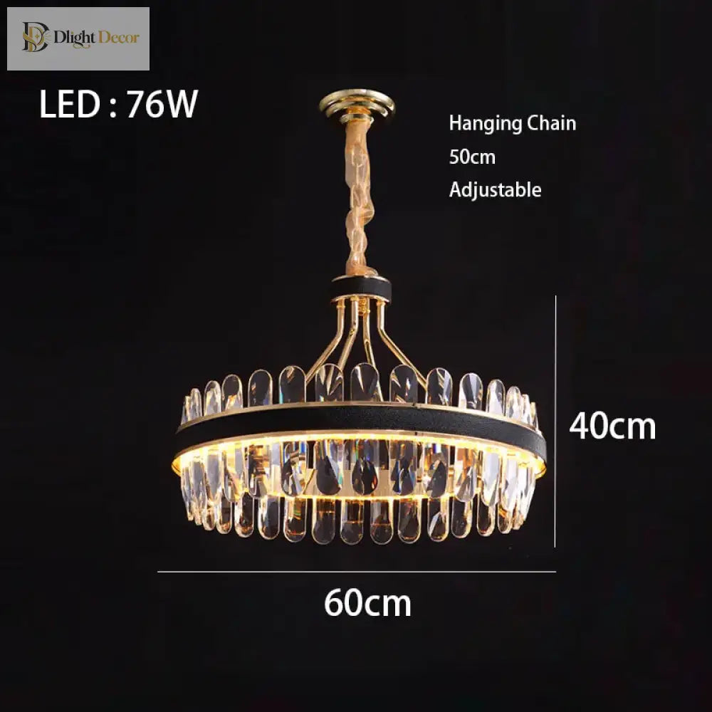 Dimmable LED Crystal Chandelier with Leather Accents, Oval or Round – view 9