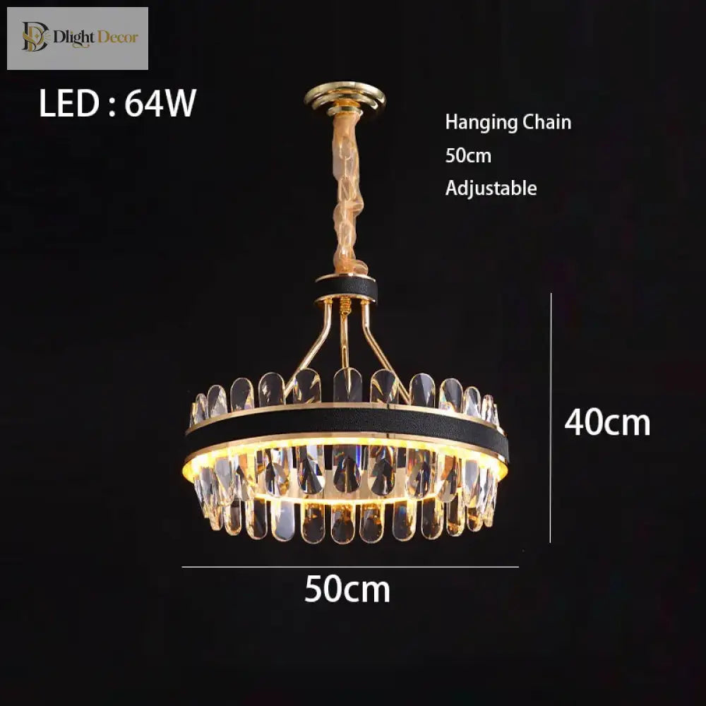 Dimmable LED Crystal Chandelier with Leather Accents, Oval or Round – view 8
