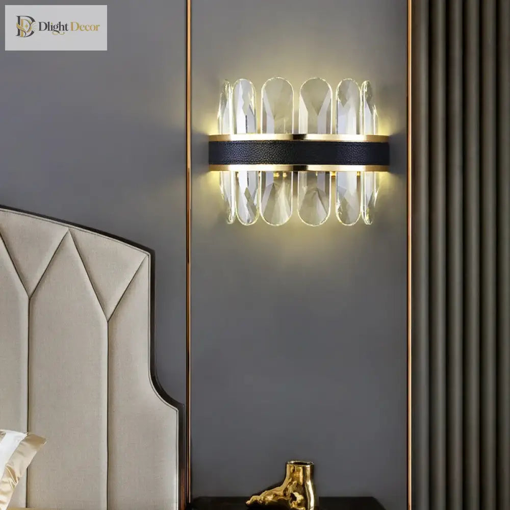Dimmable LED Crystal Chandelier with Leather Accents, Oval or Round – view 6