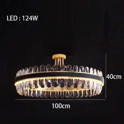 Dimmable LED Crystal Chandelier with Leather Accents, Oval or Round – view 22