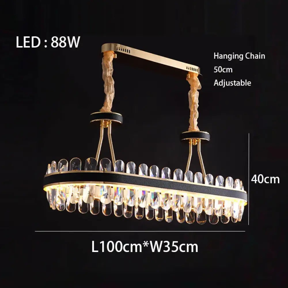 Dimmable LED Crystal Chandelier with Leather Accents, Oval or Round – view 17