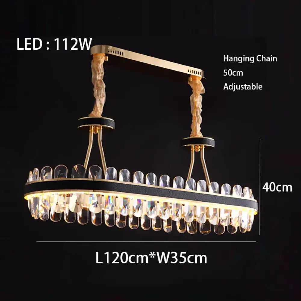 Dimmable LED Crystal Chandelier with Leather Accents, Oval or Round – view 18