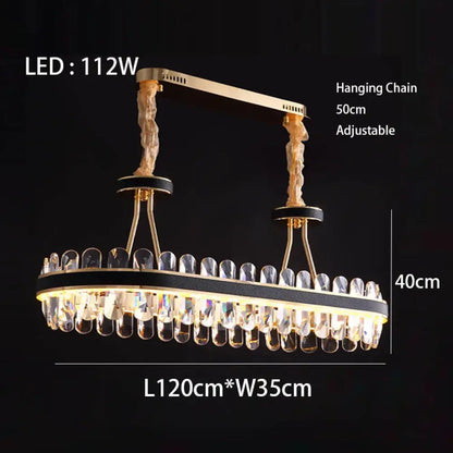 Dimmable LED Crystal Chandelier with Leather Accents, Oval or Round – view 18