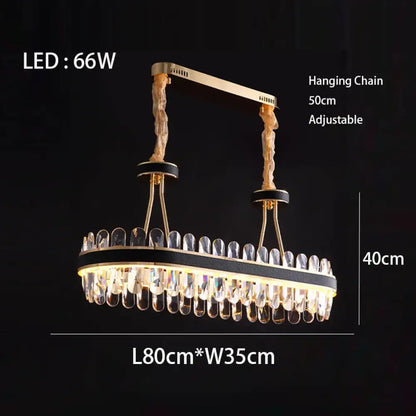 Dimmable LED Crystal Chandelier with Leather Accents, Oval or Round – view 16