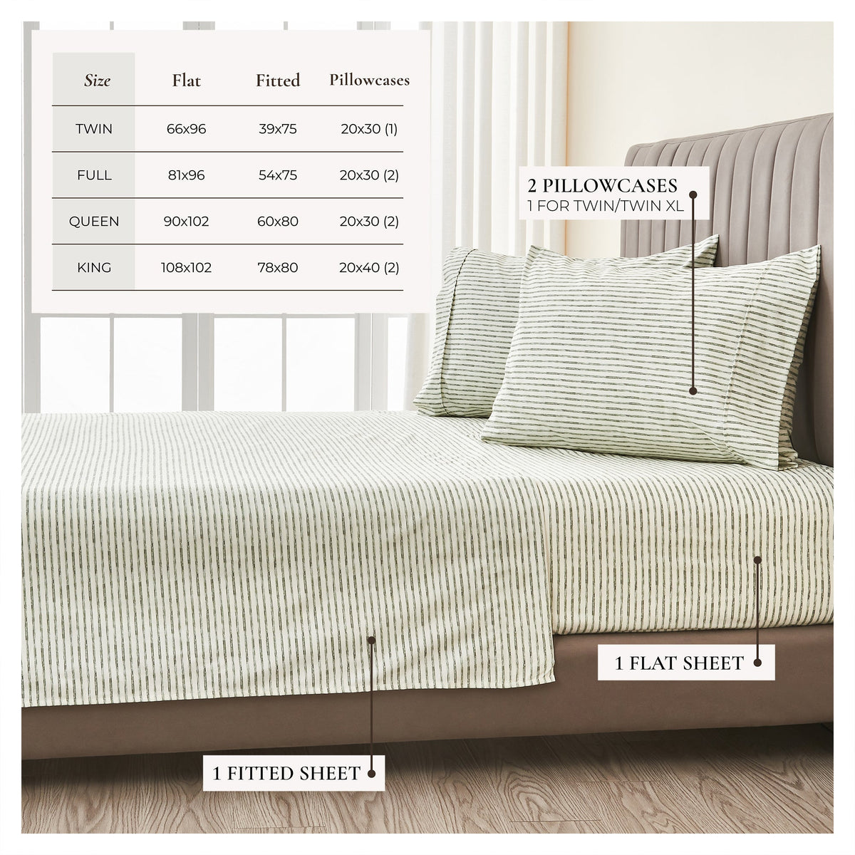 Brushed Microfiber Striped Sheet Set – Evette Collection – view 19