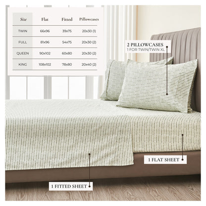 Brushed Microfiber Striped Sheet Set – Evette Collection – view 19