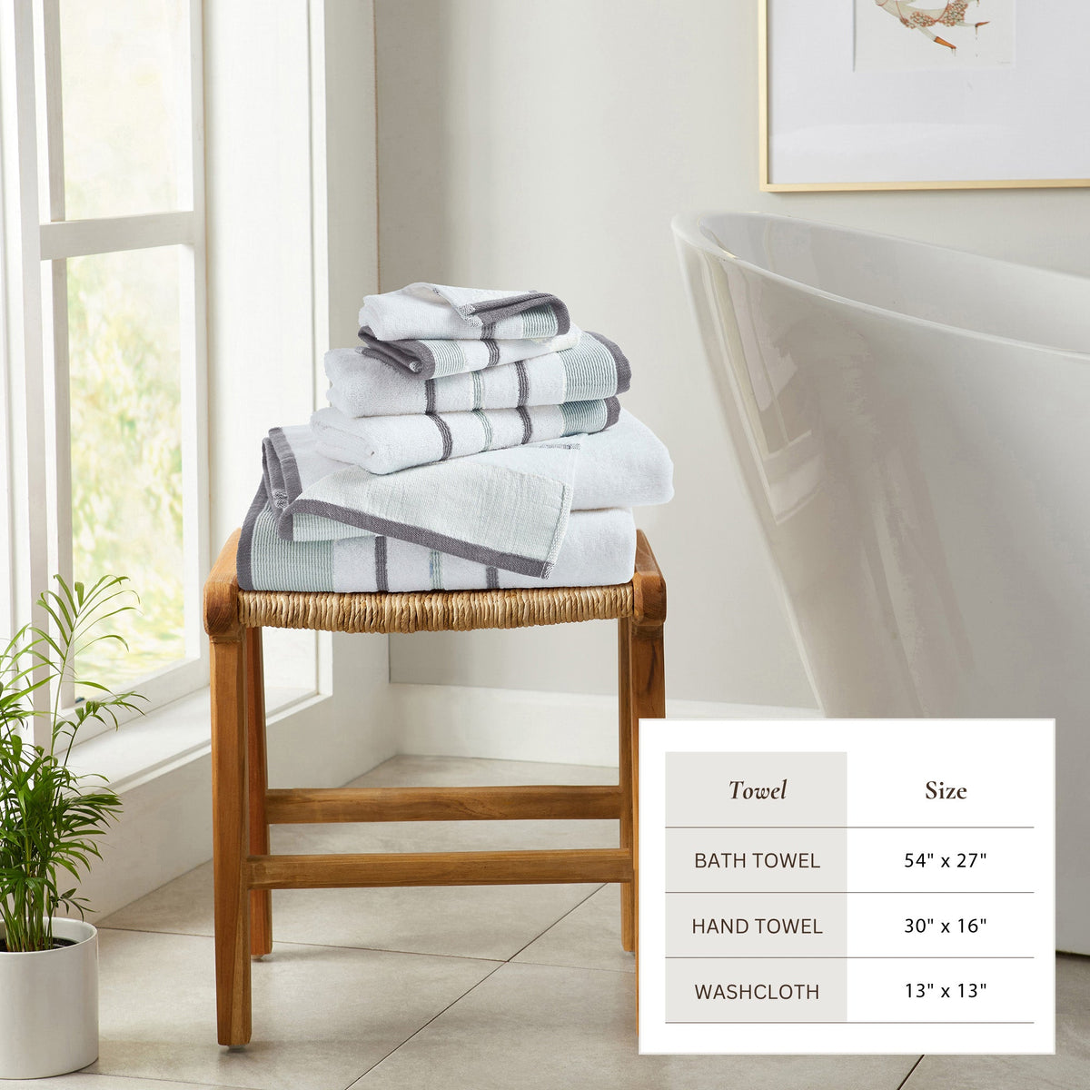 Decorative Cotton Stripe Bath Towel Set – Noelle Collection – view 43