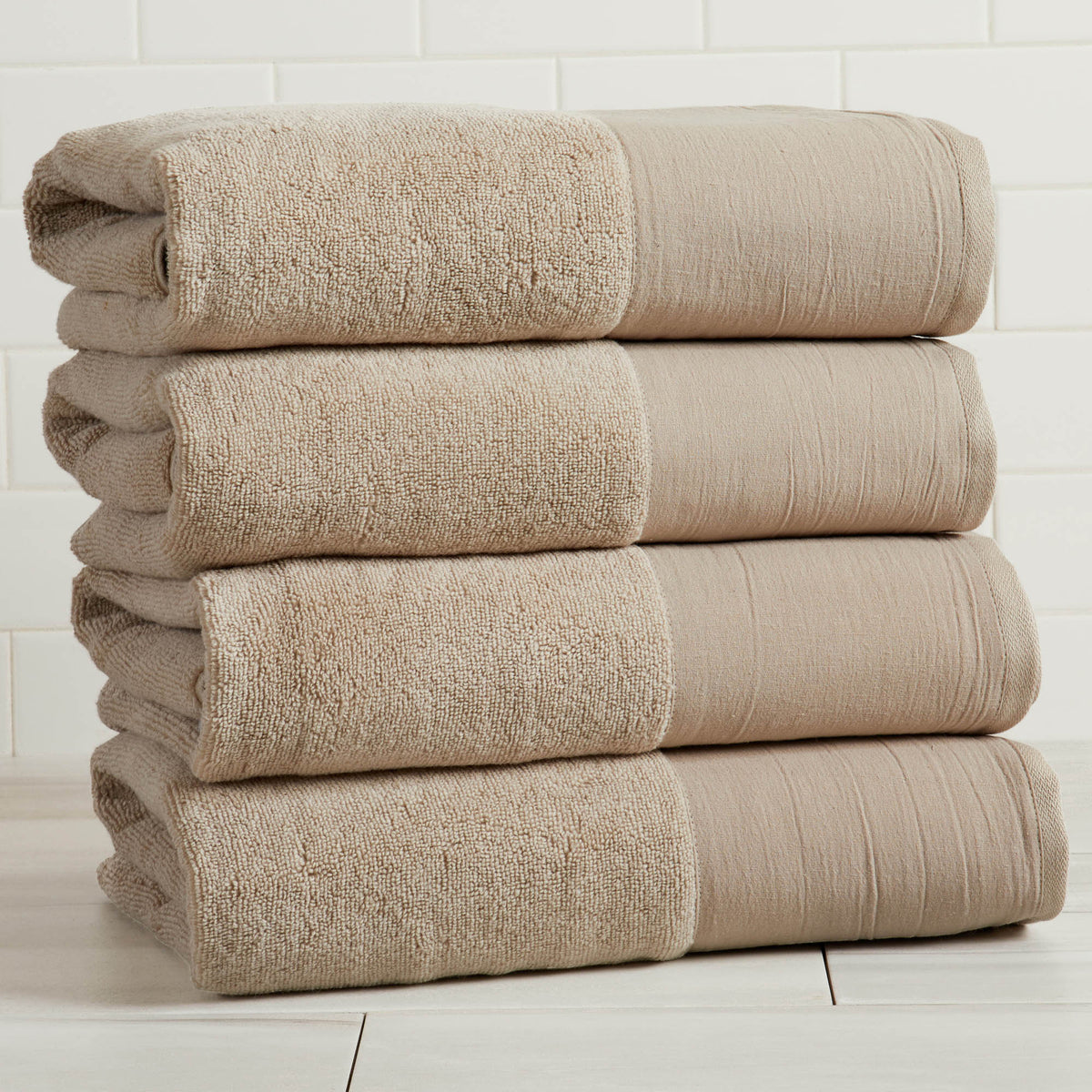 Priya Collection Cotton 6-Piece Towel Set with Linen-Like Border – view 31