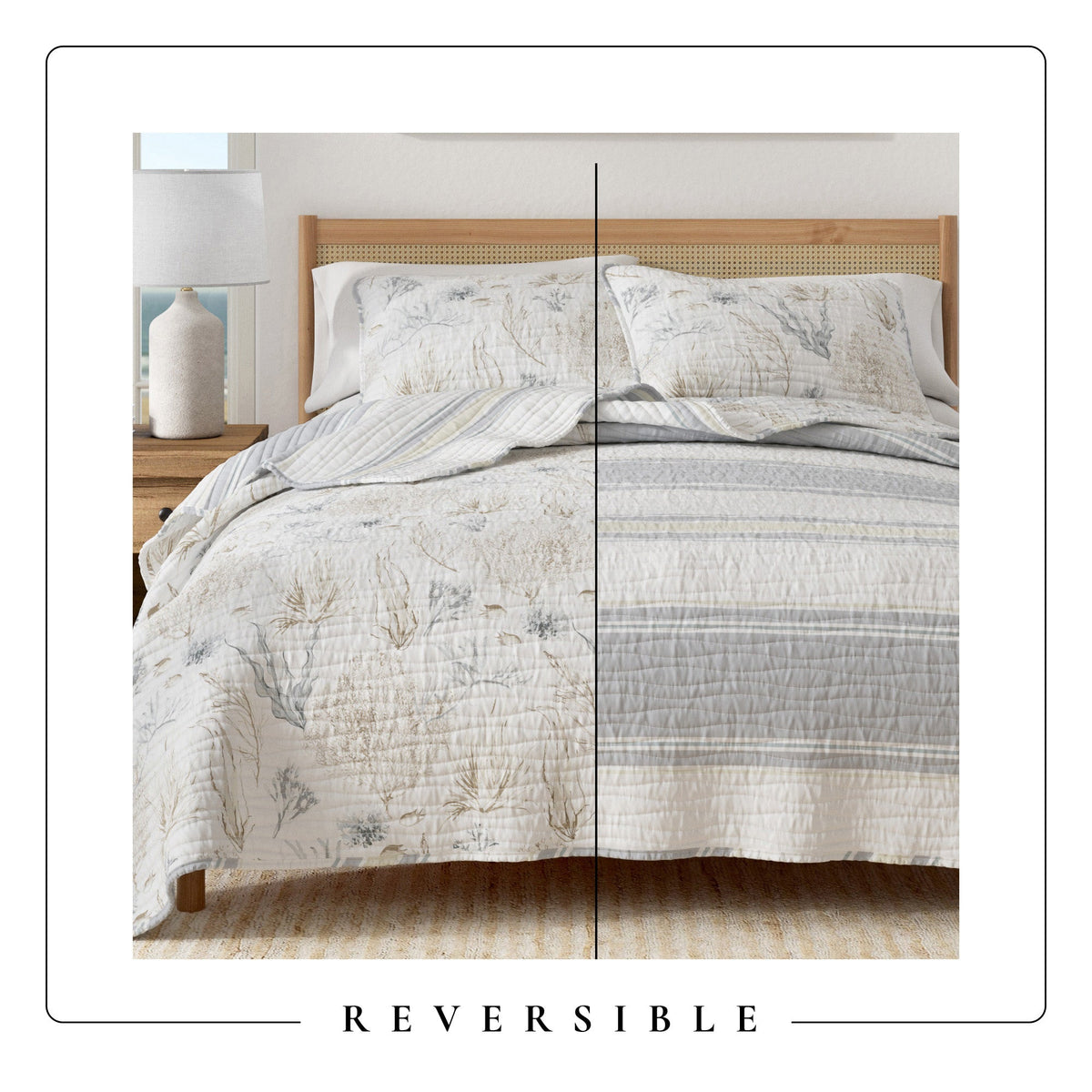 Coral Sea Maze Coastal Microfiber Quilt Set – Newcomb Collection – view 5