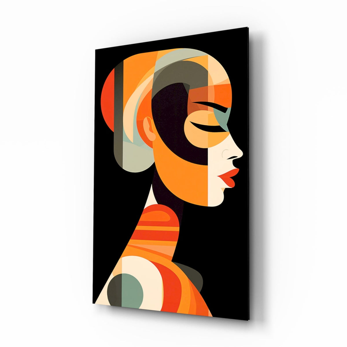 She Glass Wall Art – Mid-Century Modern Female Profile, Designer Collection – view 2
