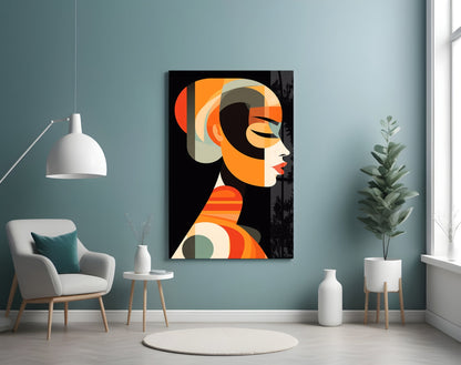 She Glass Wall Art – Mid-Century Modern Female Profile, Designer Collection – view 5