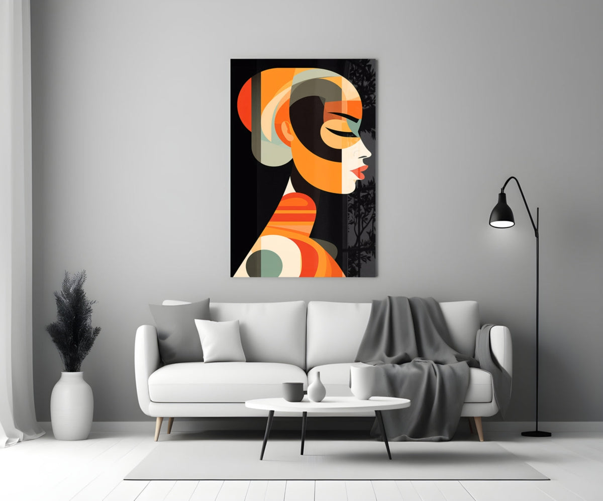 She Glass Wall Art – Mid-Century Modern Female Profile, Designer Collection – view 4