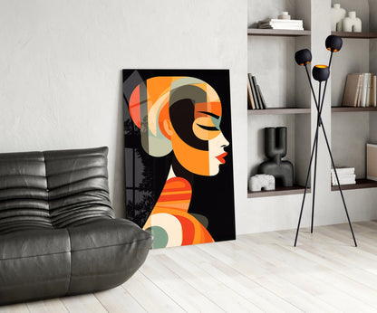 She Glass Wall Art – Mid-Century Modern Female Profile, Designer Collection – view 6