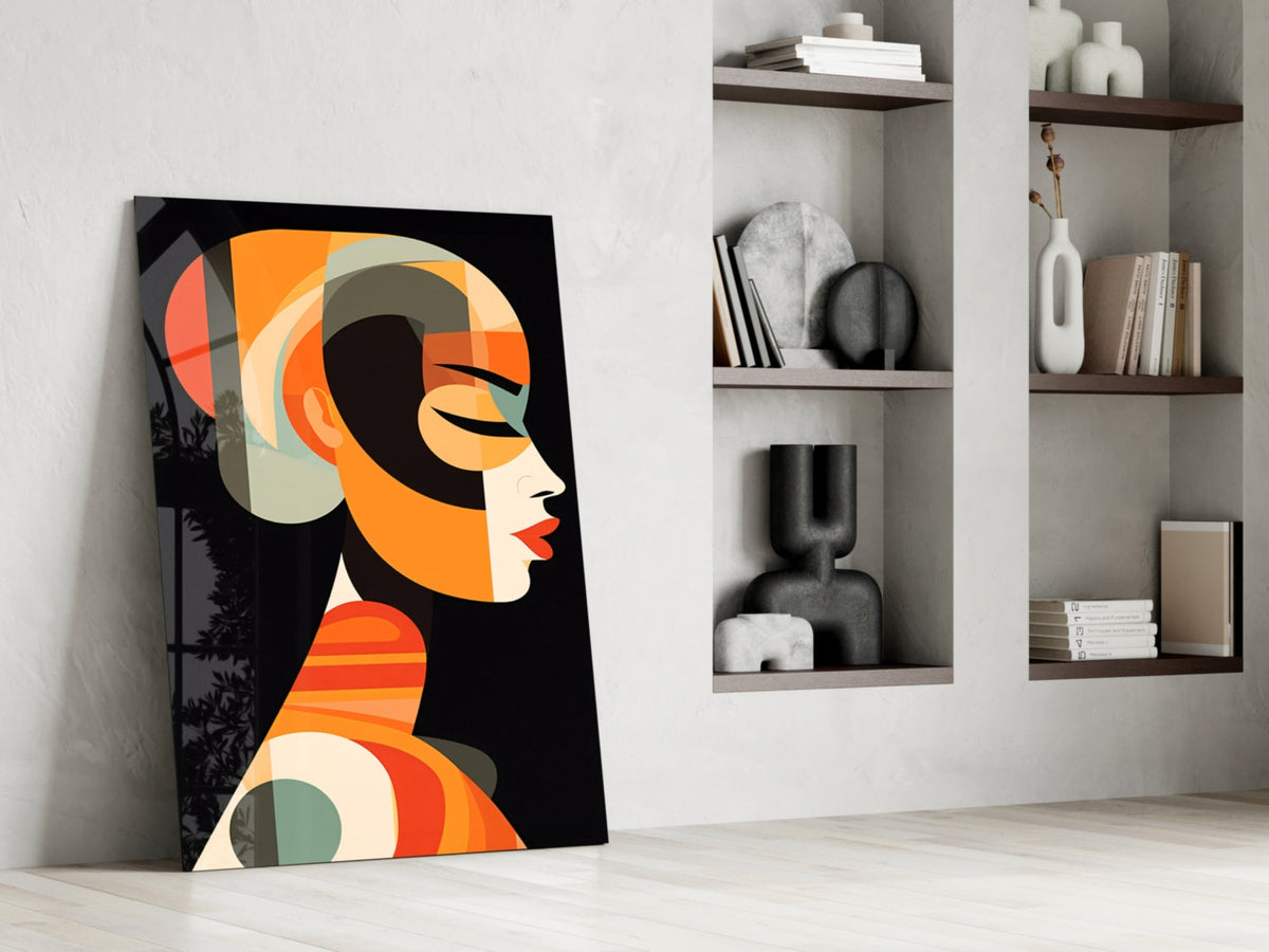 She Glass Wall Art – Mid-Century Modern Female Profile, Designer Collection – view 7