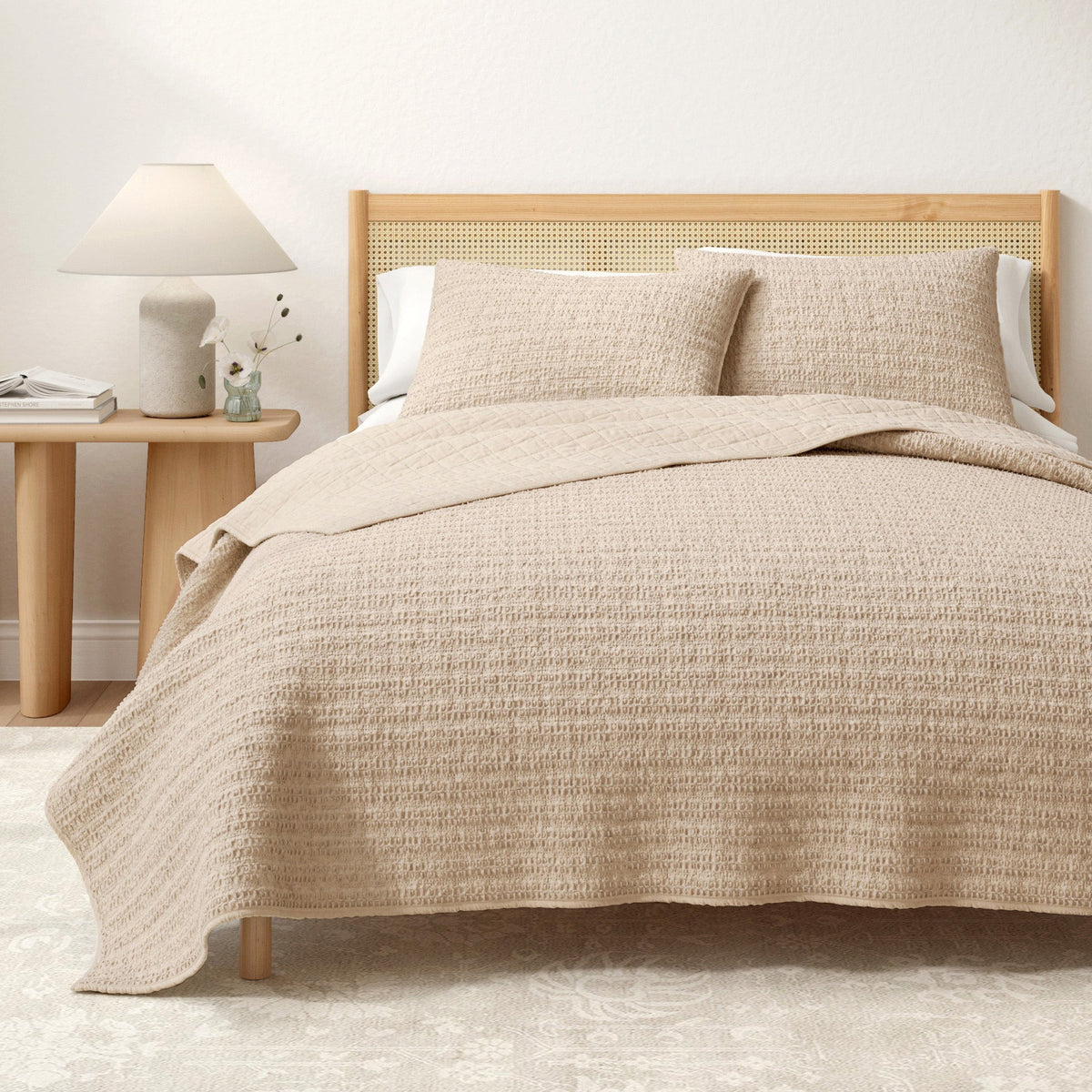 Garment-Washed Cotton Waffle Weave Quilt Set – Genevieve Collection – view 13