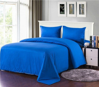 100% Cotton Solid Deep Blue Duvet Cover Set with Zipper Closure – view 2