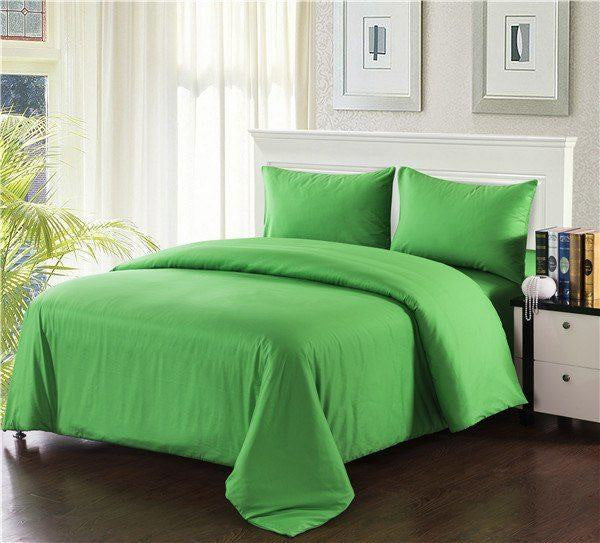 100% Cotton Solid Lime Green Duvet Cover Set with Zipper Closure – view 2