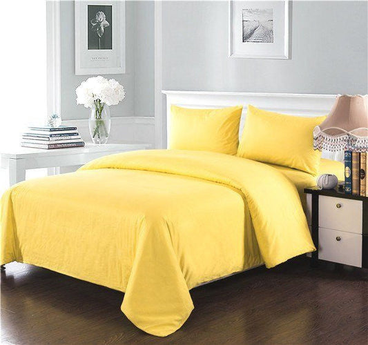 100% Cotton Solid Banana Yellow Duvet Cover Set with Zipper Closure – view 2