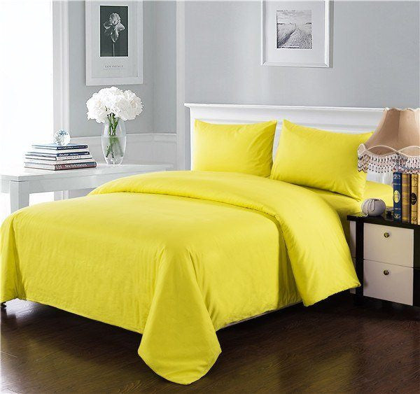 100% Cotton Neon Yellow Duvet Cover Set with Zipper Closure – view 2