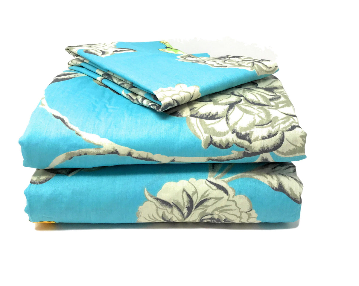 Butterfly Wonderland Aqua Floral Cotton Duvet Cover Set – view 7