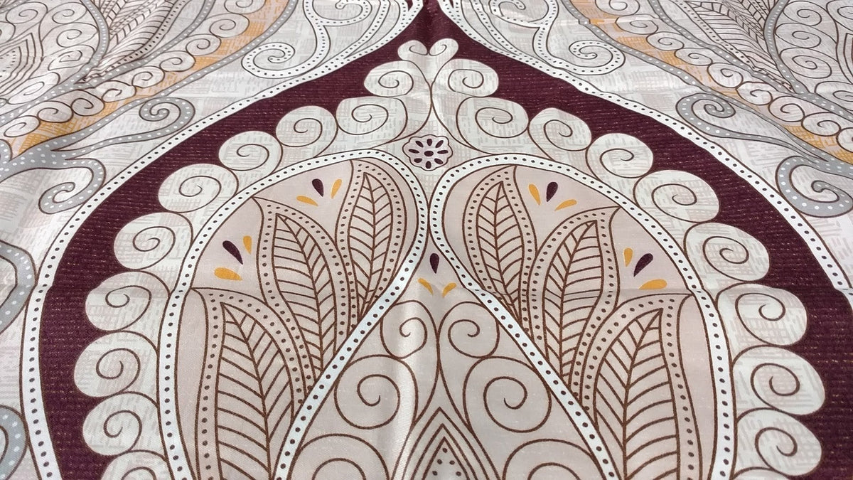 Paisley Damask Twin Duvet Cover Set in Maroon, Beige and Grey – view 6