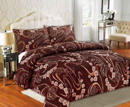 Brown and Pink Floral Twin Duvet Cover Set in Polyester – view 3