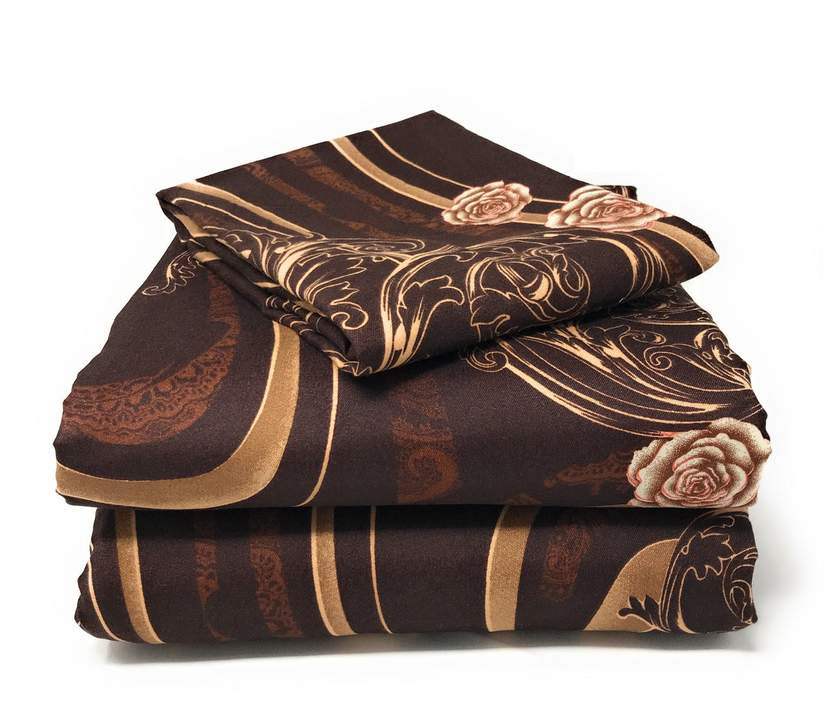 Polyester Floral Twin Duvet Cover, Brown & Pink