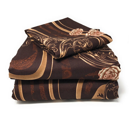 Polyester Floral Twin Duvet Cover, Brown & Pink