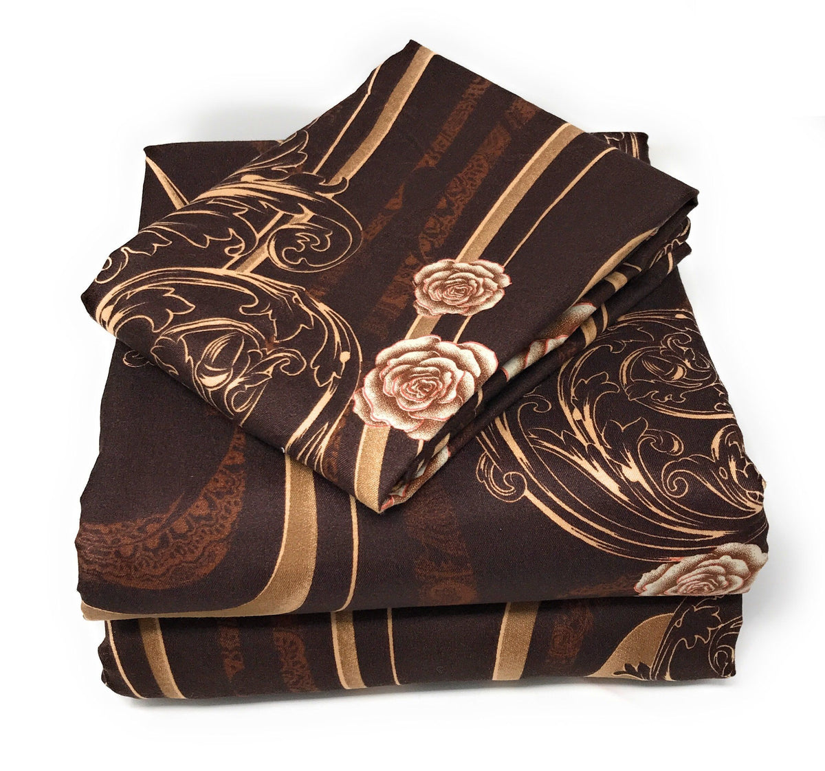 Brown and Pink Floral Twin Duvet Cover Set in Polyester – view 4