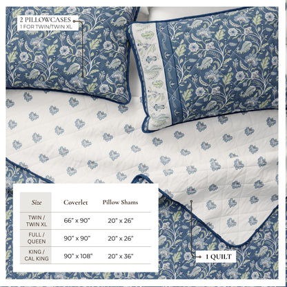 Boho Floral Printed Cotton Quilt and Sham Set – Indira Collection – view 9