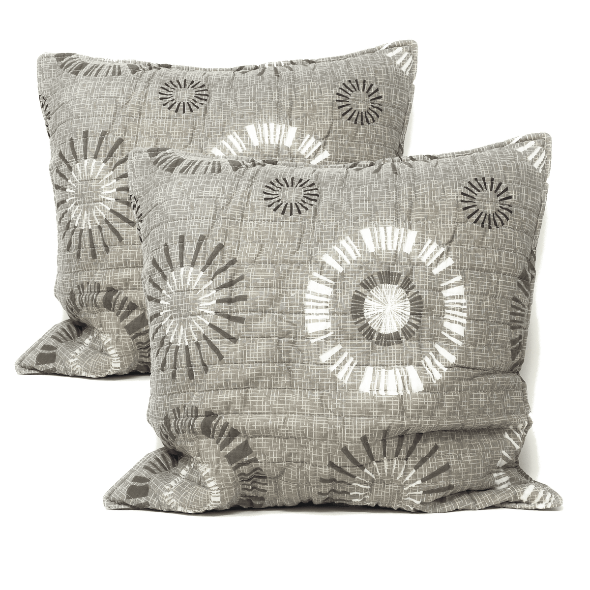 Cotton Taupe Beige Starburst 18x18" Cushion Covers, Set of Two