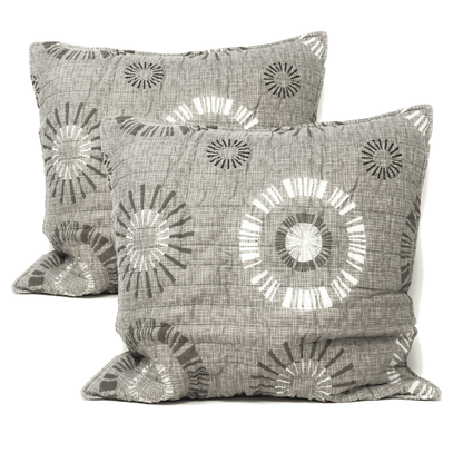 Cotton Taupe Beige Starburst 18x18" Cushion Covers, Set of Two