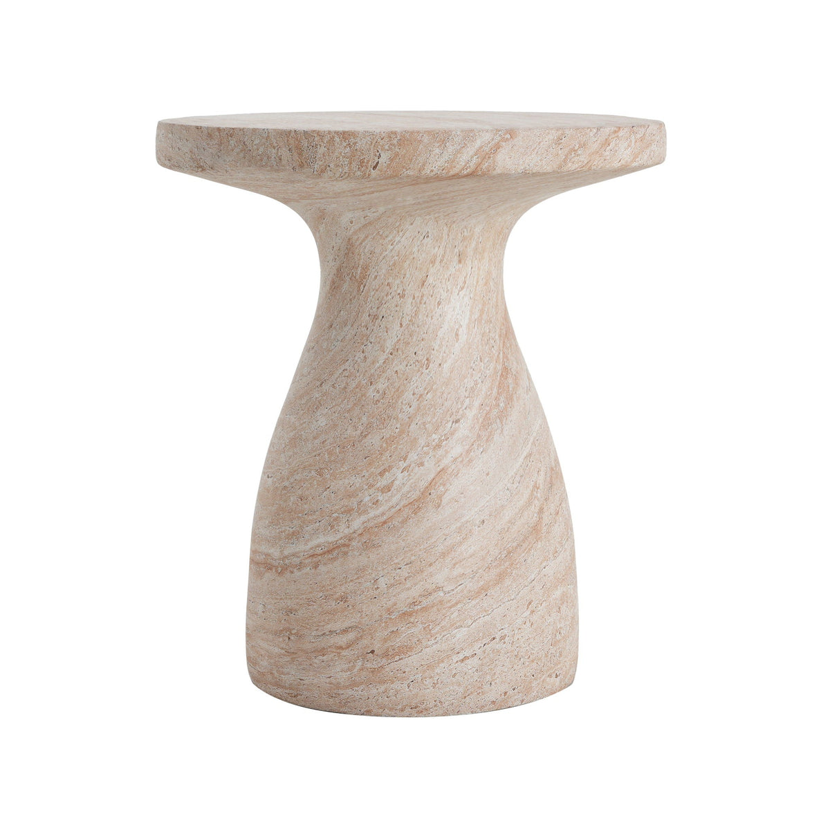 Lightweight Travertine-Look Outdoor Side Table in Black or Beige – view 7