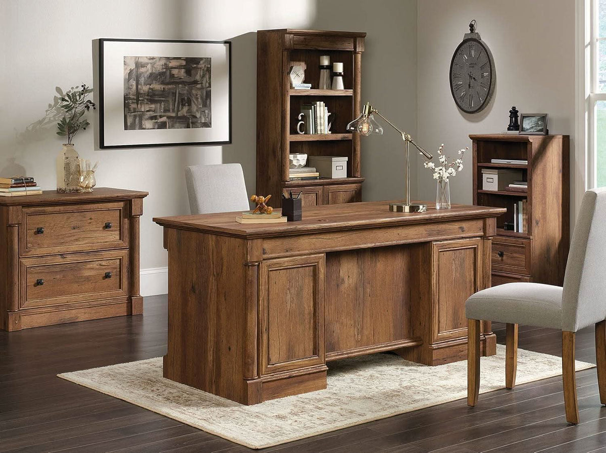 Palladia 65-Inch Executive Desk with Keyboard Drawer, Vintage Oak – view 17