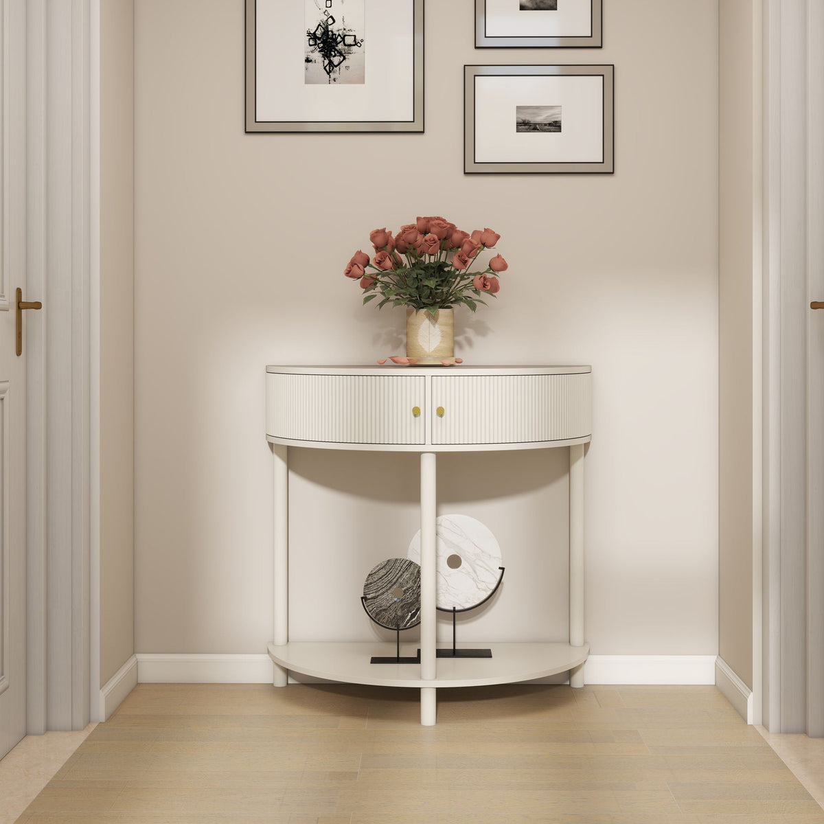 Demi Lune Half-Moon Console Table with 2 Storage Drawers – view 12