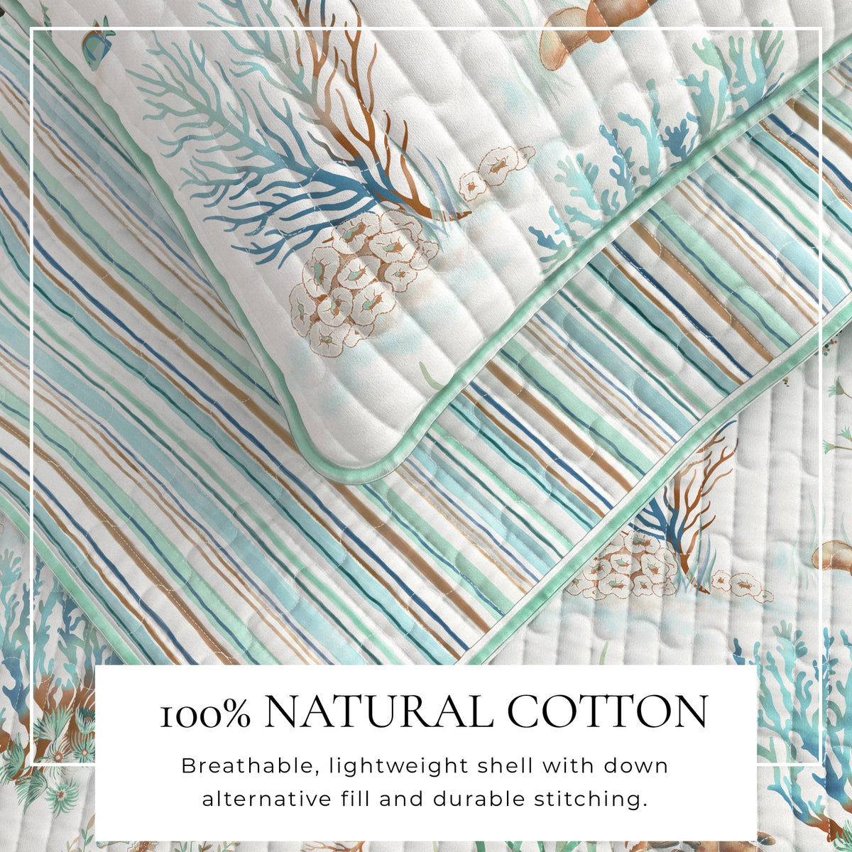 Aqua Grove Watercolor Cotton Quilt Set – Santa Barbara Collection – view 2