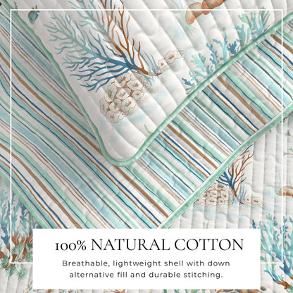 Aqua Grove Watercolor Cotton Quilt Set – Santa Barbara Collection – view 2