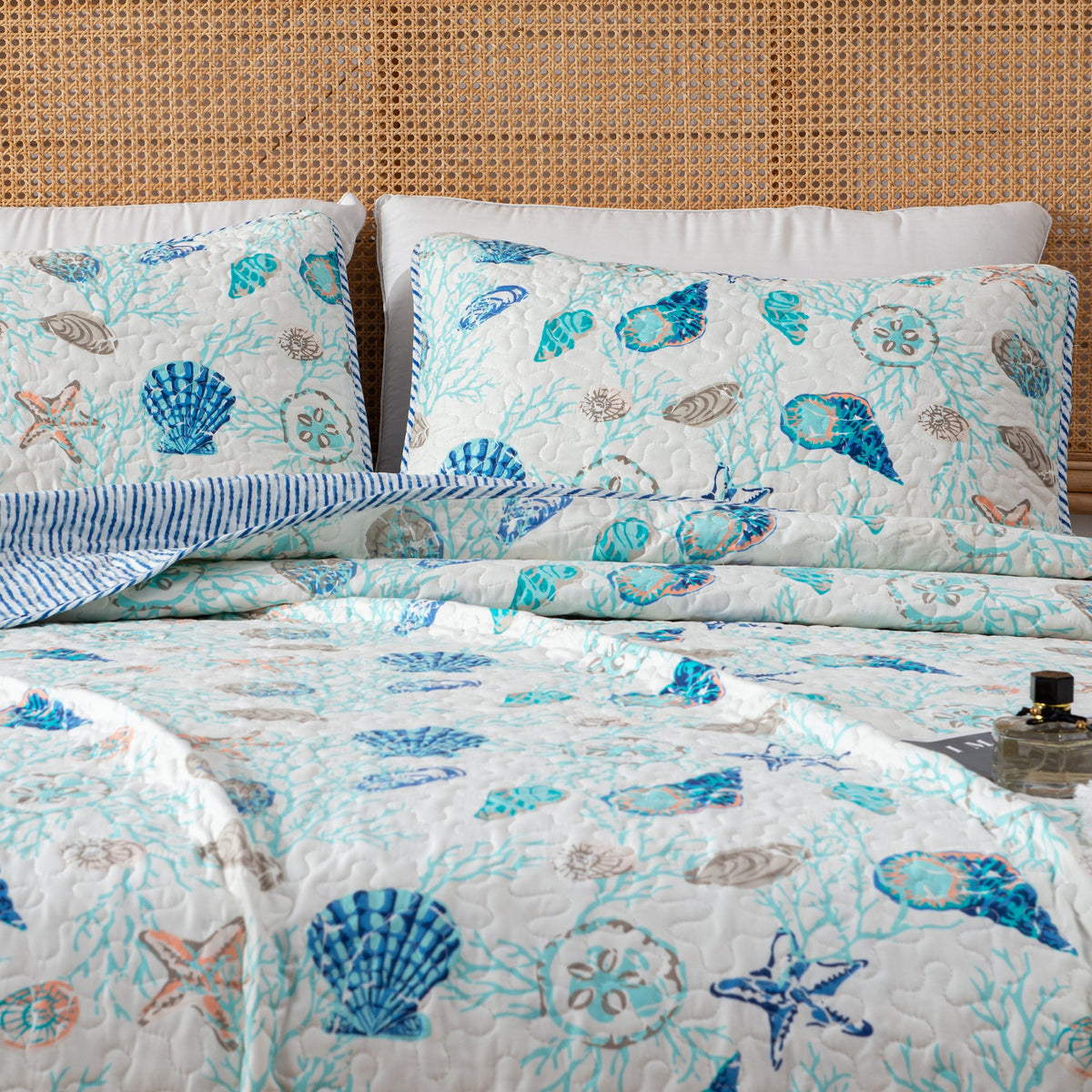 Bali Collection Blue Shells and Coral Coastal Quilt Set – view 8
