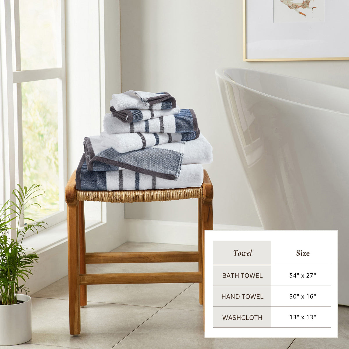 Decorative Cotton Stripe Bath Towel Set – Noelle Collection – view 32