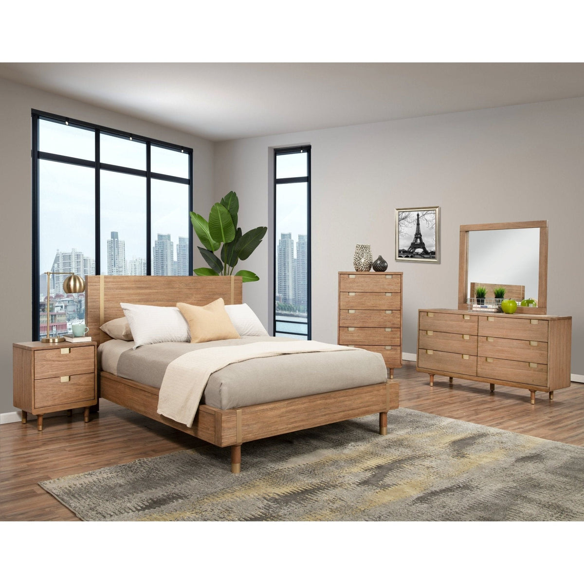 Easton Dresser and Mirror Set in Sand with Dovetail Drawers – view 4