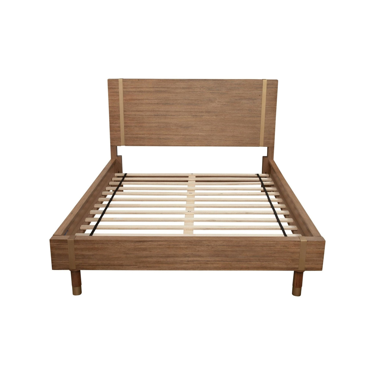 Easton Wood Platform Bed with Sand Headboard and Gold Legs – view 5