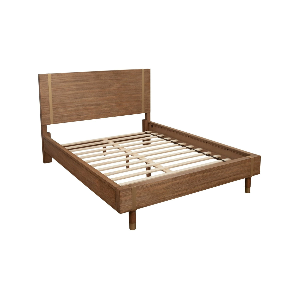 Easton Wood Platform Bed with Sand Headboard and Gold Legs – view 6