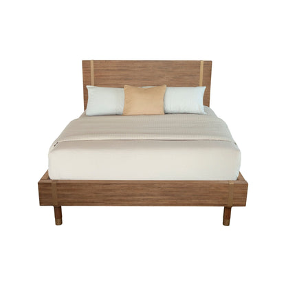 Easton Wood Platform Bed with Sand Headboard and Gold Legs – view 4