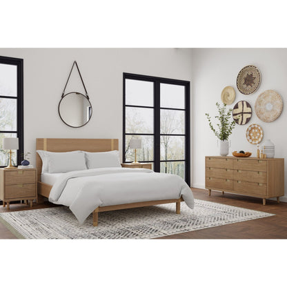 Mahogany Wood Easton Platform Bed with Sand Headboard