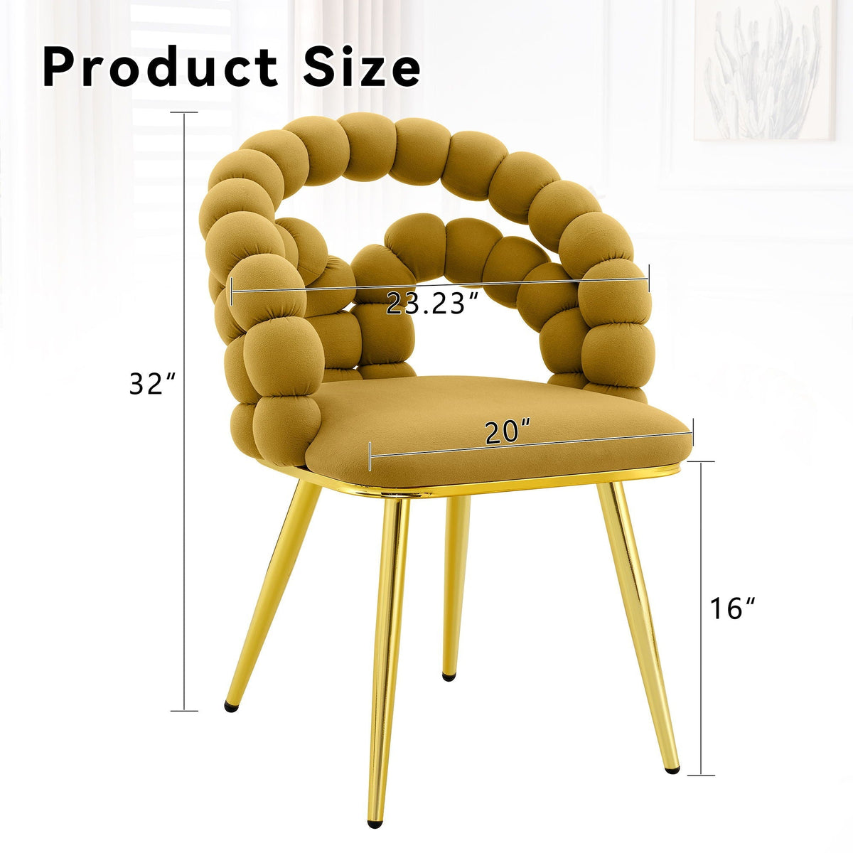Puffy Bubble Ball Chain Upholstered Dining Chairs, Light Blue or Yellow – view 8