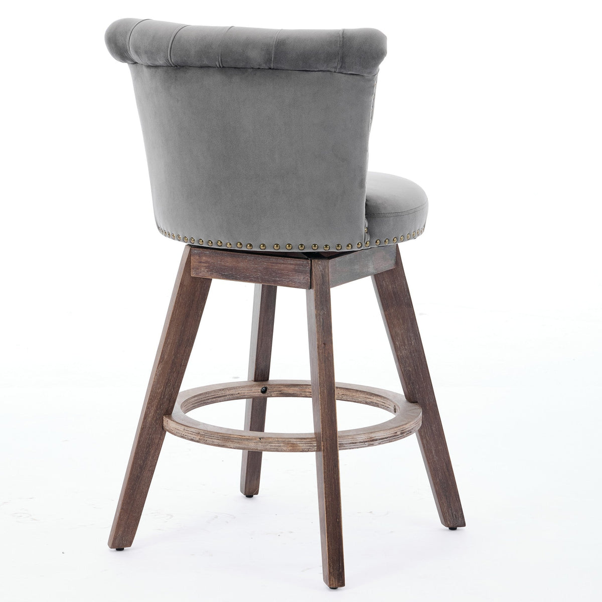 26" Gray Velvet Swivel Counter Height Bar Stools, Set of 2 – view 6