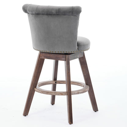 26" Gray Velvet Swivel Counter Height Bar Stools, Set of 2 – view 6