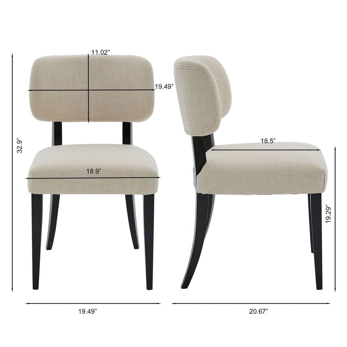Farmhouse Cream Upholstered Kitchen Dining Chairs, Set of 2 – view 4
