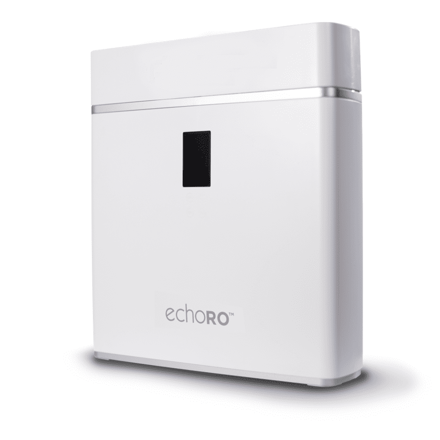 Echo RO tankless reverse osmosis water filter installed under a kitchen sink with dedicated tap